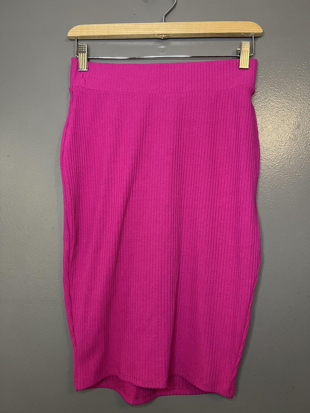 Bar III Skirt Womens Small Pink Ribbed Knit Stretch Pencil Bodycon Midi